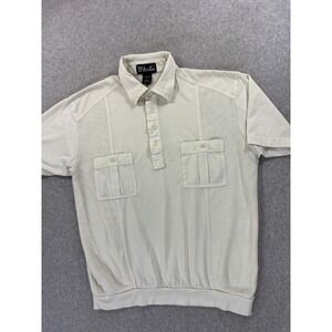 D'avila Vintage 1970's Short Sleeve Disco Polo Shirt (Men's Large)‎ Off White